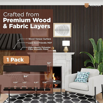 Avana Modern Acoustic Wood Wall Panels – 94.4 x 12.6 Inch Smoke Oak Acoustic - Image 4