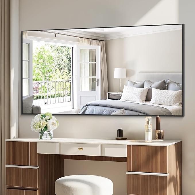 Black Bathroom Mirror for Wall, 60x36 Inch Rectangle Mirrors - Image 3