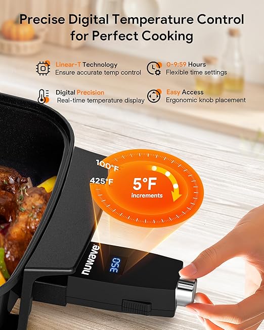 Nuwave Medley XL Digital Electric Skillet, Family Size Griddle w/Glass Lid - Image 3