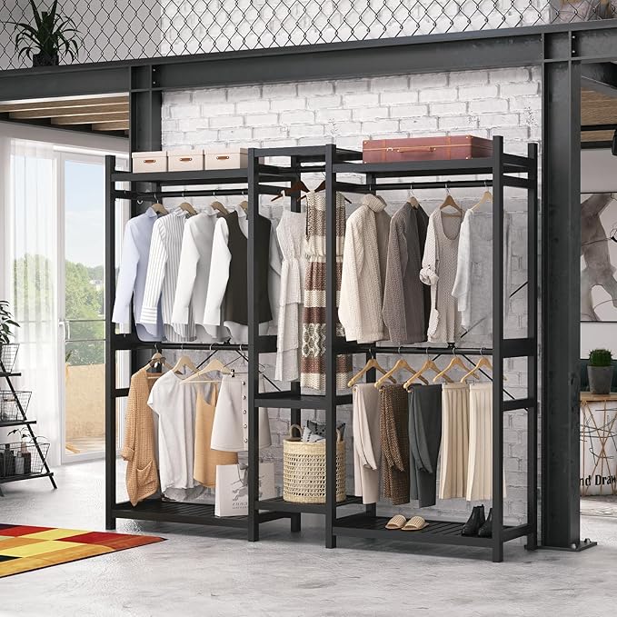 Homykic Bamboo Closet System Clothes Rack, Large Freestanding Garment Rack - Image 2