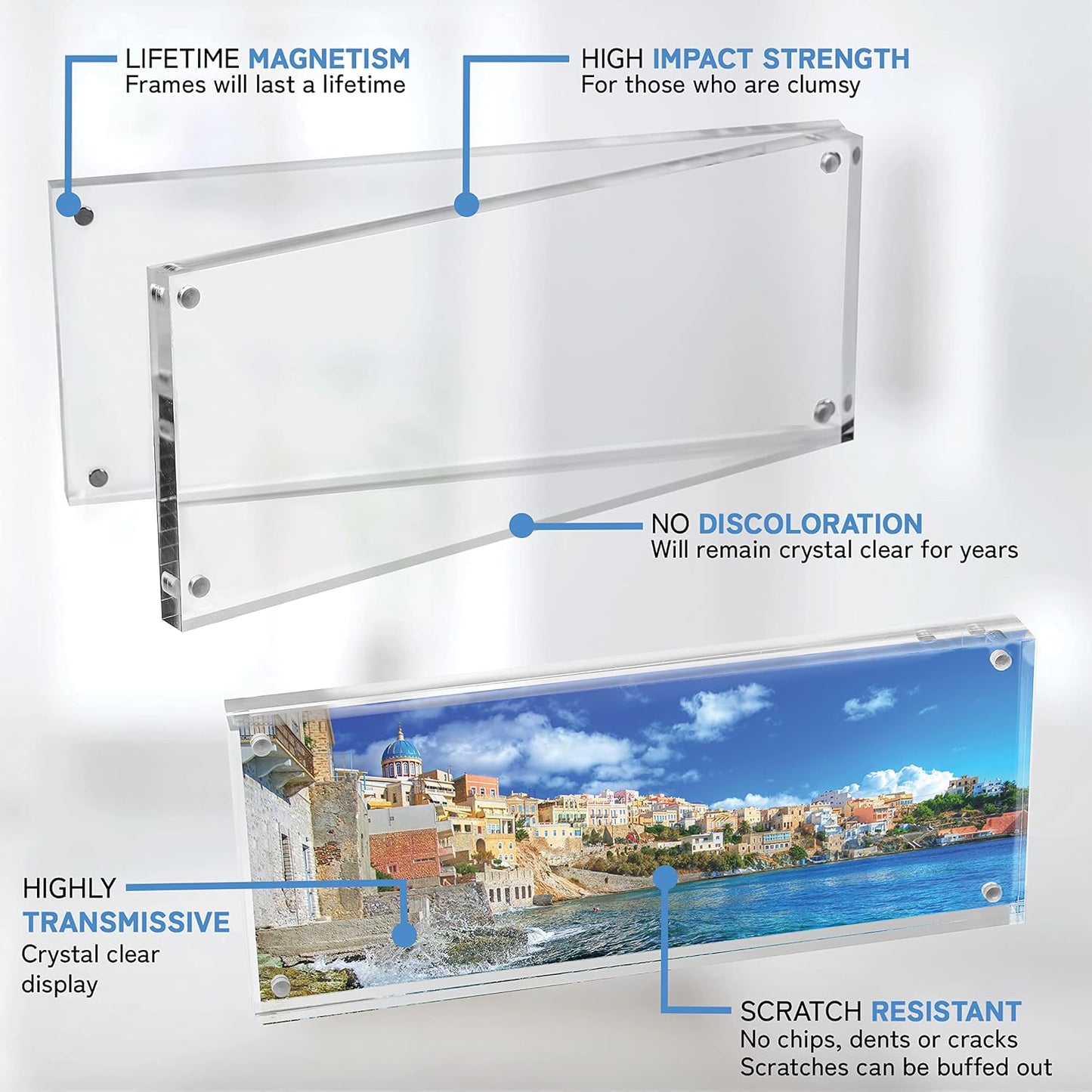 Mammoth DuraClear 4x10 Acrylic Frame - Frameless Panoramic Photo & License Display - Sleek, Modern Design for Elegant Decor