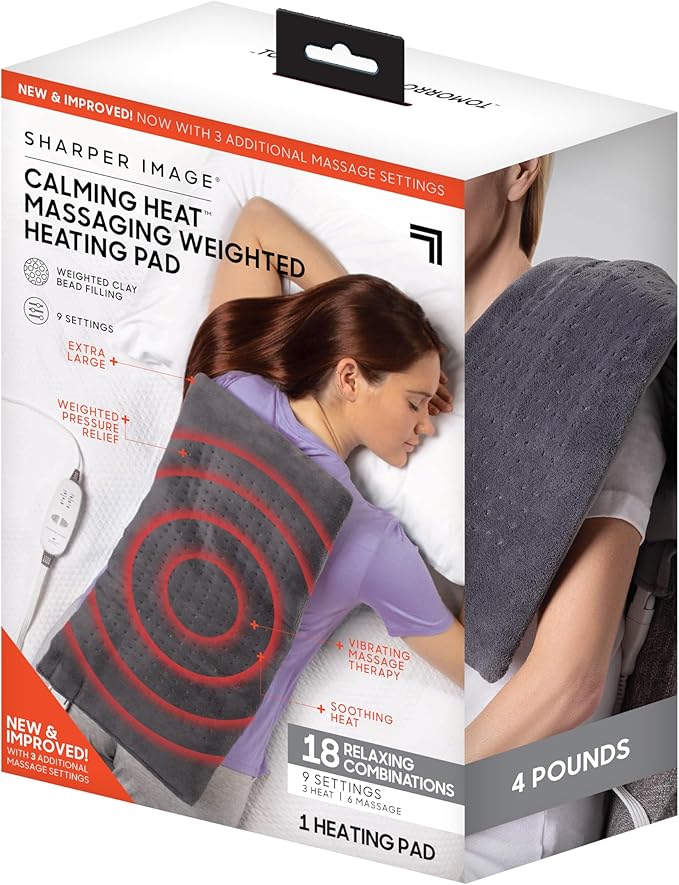 Calming Heat Massaging Vibrations Weighted Heating Pad by Sharper Image | by CalmingHeat