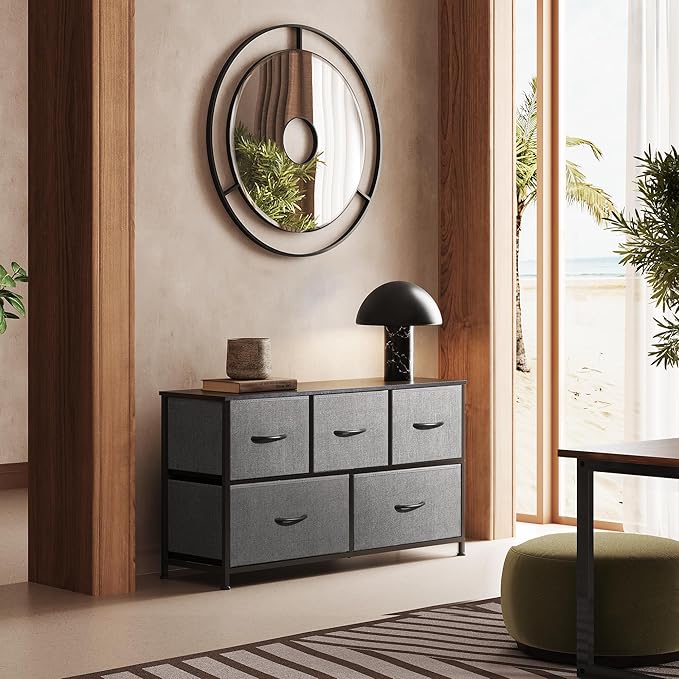 WLIVE Dresser for Bedroom with 5 Drawers, Wide Chest of Drawers, Fabric Dresser - Image 9