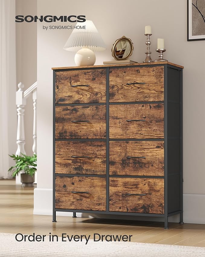 SONGMICS Dresser for Bedroom, Chest of Drawers, 8 Non-Woven Fabric Drawers - Image 3