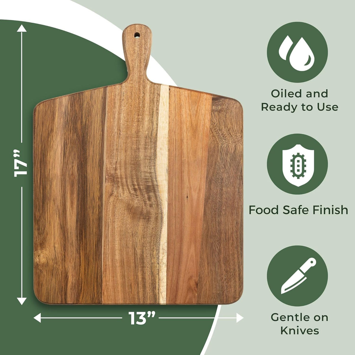 Acacia Wood Cutting Board and Chopping Board with Handle for Meat, Cheese Boa...