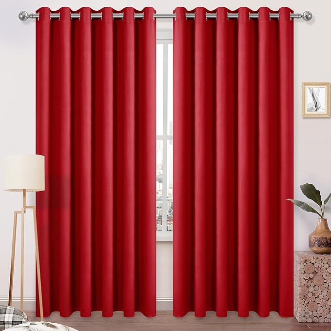 DWCN Christmas Curtains 84 Inches Long, Solid Grommet Extra Wide Curtain by DWCN
