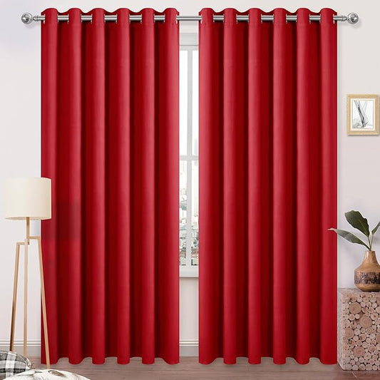 DWCN Christmas Curtains 84 Inches Long, Solid Grommet Extra Wide Curtain by DWCN