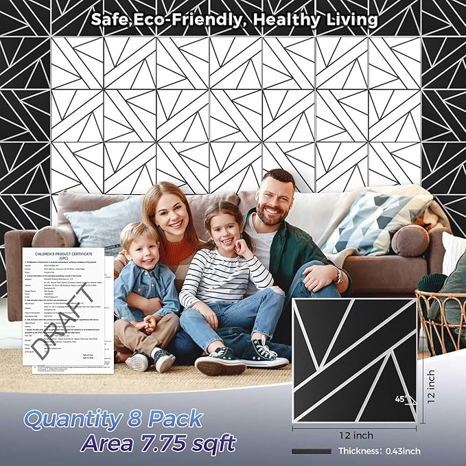 8 Pack 2-Layer Soundproof Wall Panels, 1.2lb/ft* High Density, Thicker 0.43 in - Image 2