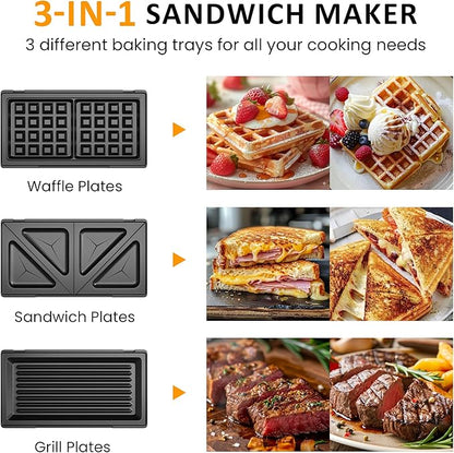 Sunvivi Sandwich Maker Panini Press: Waffle Maker - Image 2