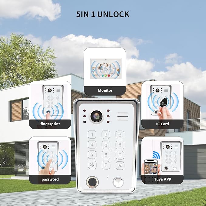 Wired Video Door Phone Kit Apartment Intercom System, 10 Inch Touch Screen - Image 5