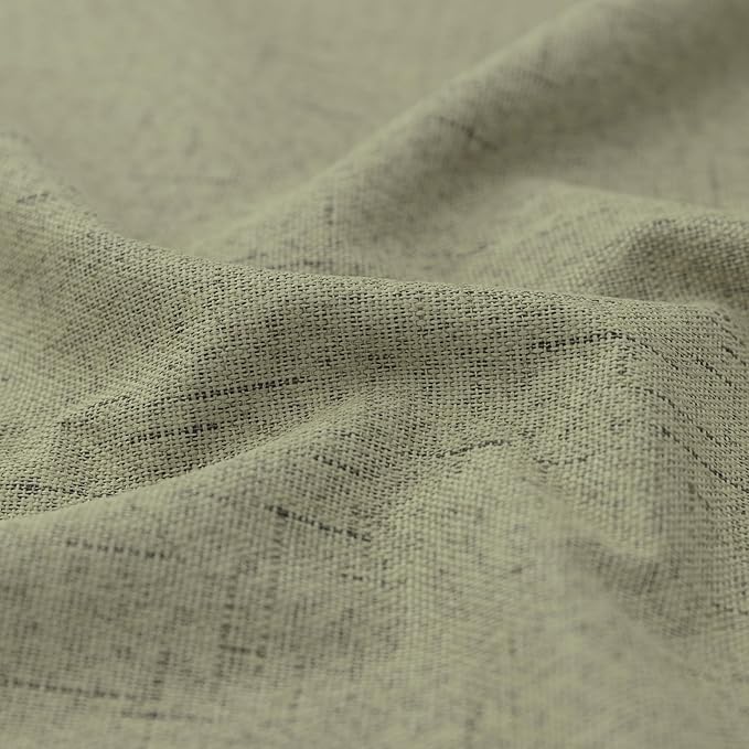 KOUFALL 52x72 Inches Long Sage Green Back Tab Linen Blackout Curtains - Image 8