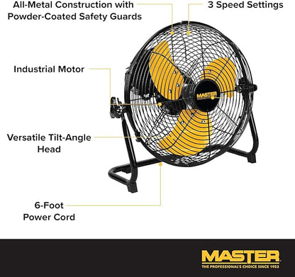 Master Professional 12 inch High Velocity Powerful Direct Drive Steel Floor Fan - Image 3