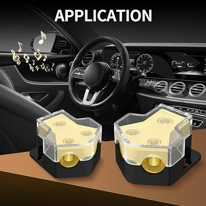 RVBOATPAT 12V Power Distribution Block Car Audio Amp Splitter 2 Way 0/2/4 Gauge - Image 6