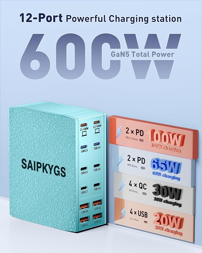 SAIPKYGS Charging Station, 12-Port USB C Charger Block - Image 2