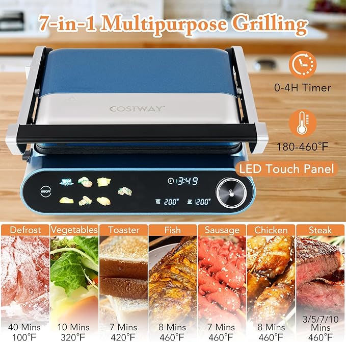 COSTWAY Panini Press, 1200W Sandwich Maker - Image 2