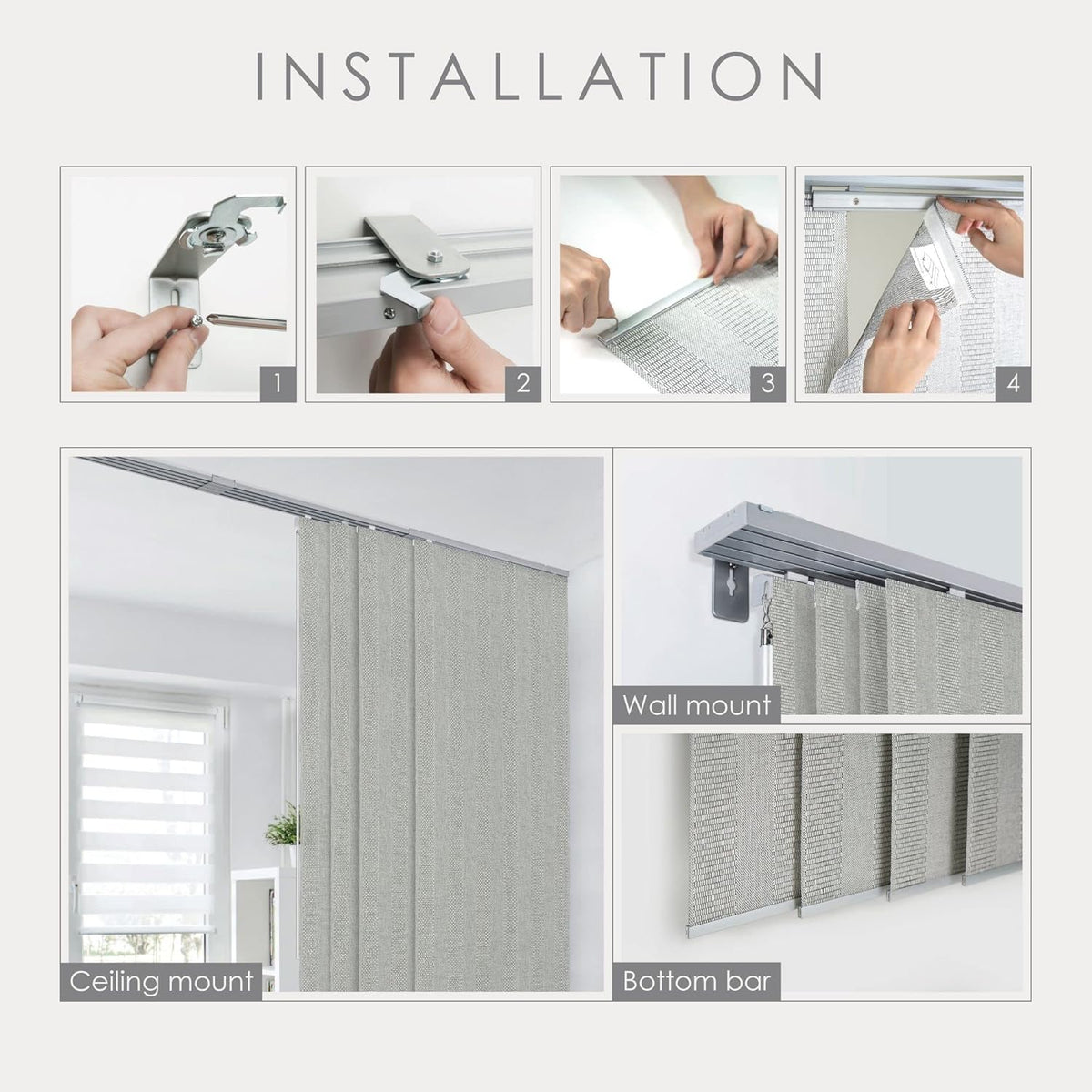 GoDear Design Vertical Blinds Woven Windows 45.8"-86" x 96", A...