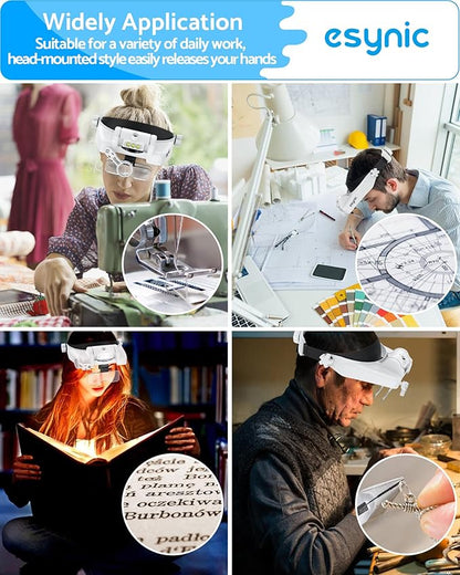 eSynic Type-C Rechargeable Magnifying Glasses Headset-Up to 14X Magnification - Image 7