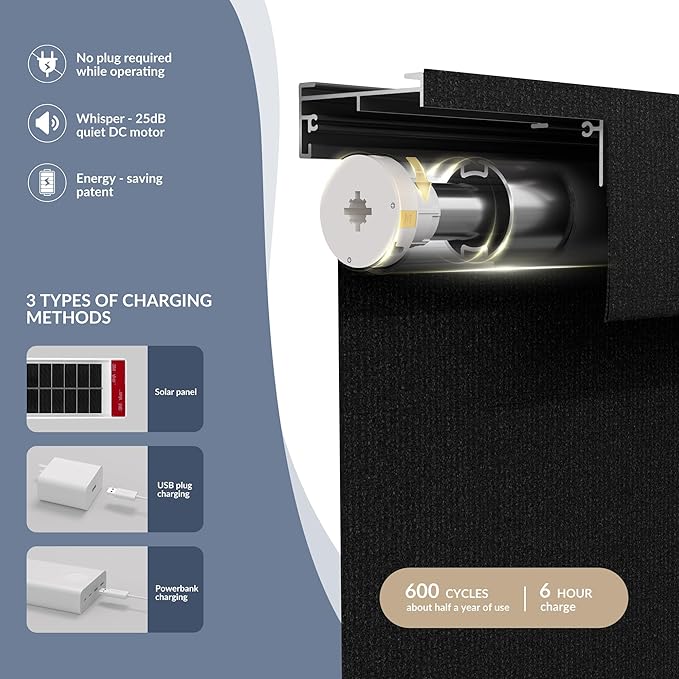 Boolegon Motorized 100% Blackout Roller Blinds - Image 2