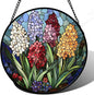 DASTOLL Stained Glass Window Hanging, Colorful Hyacinth Flowers Suncatcher by DASTOLL