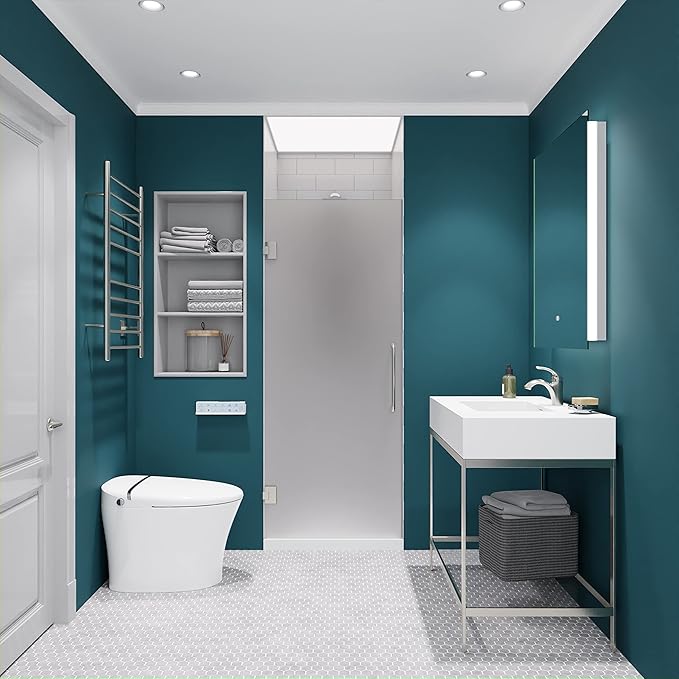 ANZZI 70" x 24" Frameless Frosted Shower Door in Brushed Nickel, Passion Water - Image 2