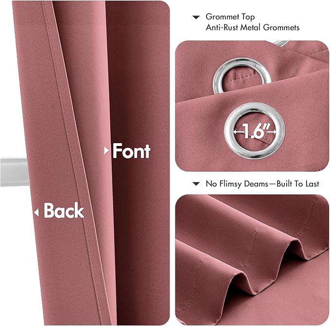 MIULEE Dusty Rose Blackout Curtains - Image 4