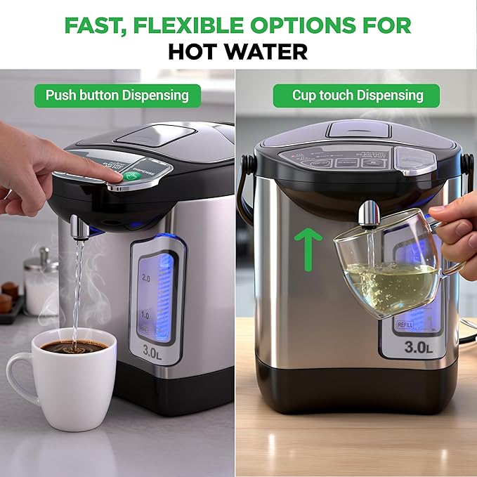 NutriChef Electric Water Boiler and Warmer - 3L/3.17 Qt Stainless Steel - Image 2