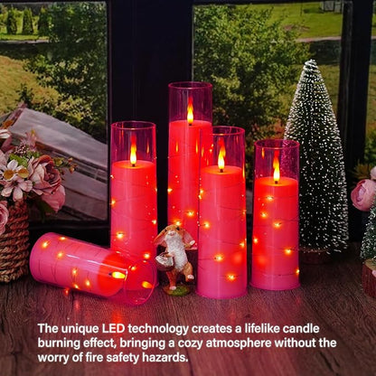 Flameless Candles with Embedded Star String, Battery Operated LED Pillar - Image 3