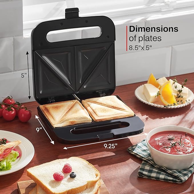 Elite Gourmet ESM2207XSS Sandwich Panini Maker Grilled Cheese, Machine Tuna - Image 2