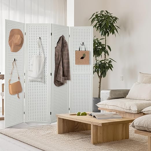 Babion 4 Panel Pegboard Display, Peg Board Room Divider Freestanding Folding - Image 2
