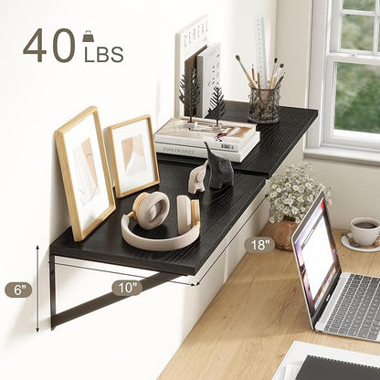 Fun Memories Black Floating Shelves 18 Inch Long, Rustic Floating Shelf - Image 3