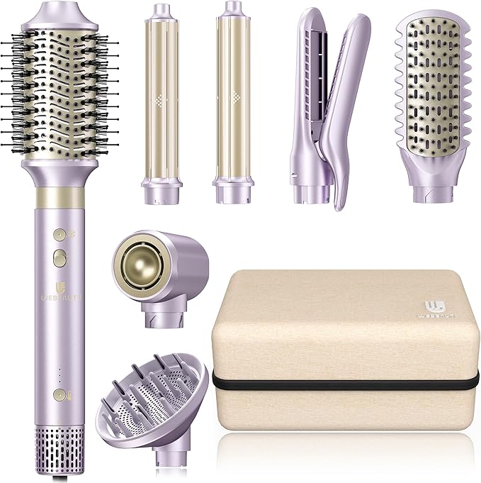 Hair Dryer Brush 8-in-1 Dual Voltage Hot Air Styler – Fast-Drying 110, 000 RPM by TakeHairSalonHome