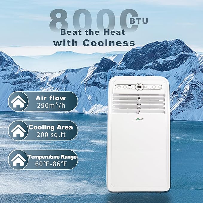Uhome 8000 BTU Portable Air Conditioner, - Image 2