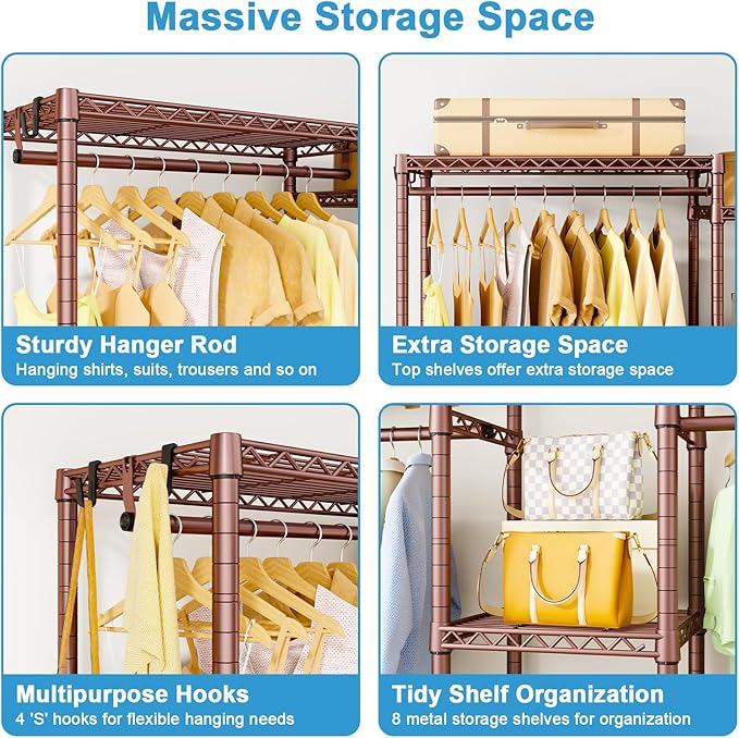 Ulif E4 Clothes Rack, Heavy-Duty Garment Rack, Metal Freestanding Clothing - Image 6