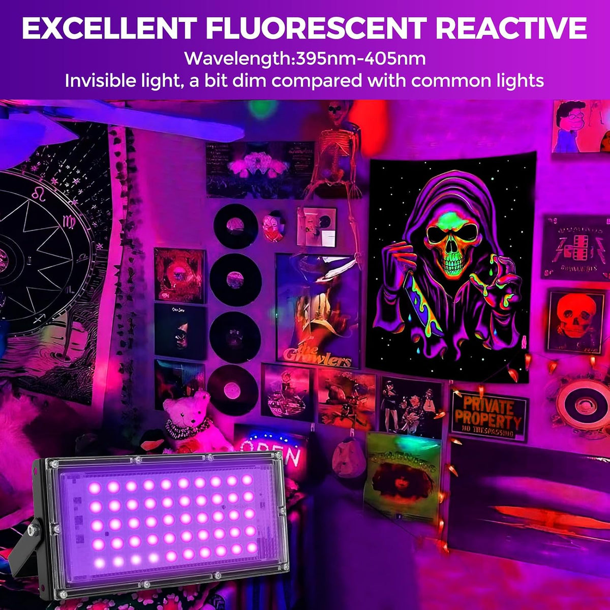 50W LED Black Lights for Glow Party, IP65 Waterproof UV Blacklight Floodlight...