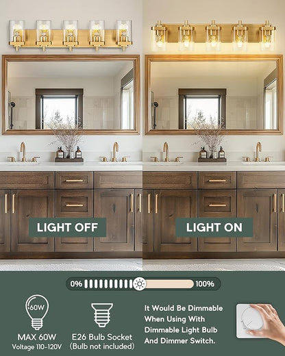 METWET Bathroom Light Fixtures, 5-Light Modern Wall Sconces - Image 6