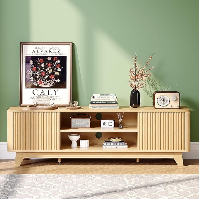 VINGLI 58.6" TV Stand for 70 Inch TV, Mid Century Entertainment Center - Image 7