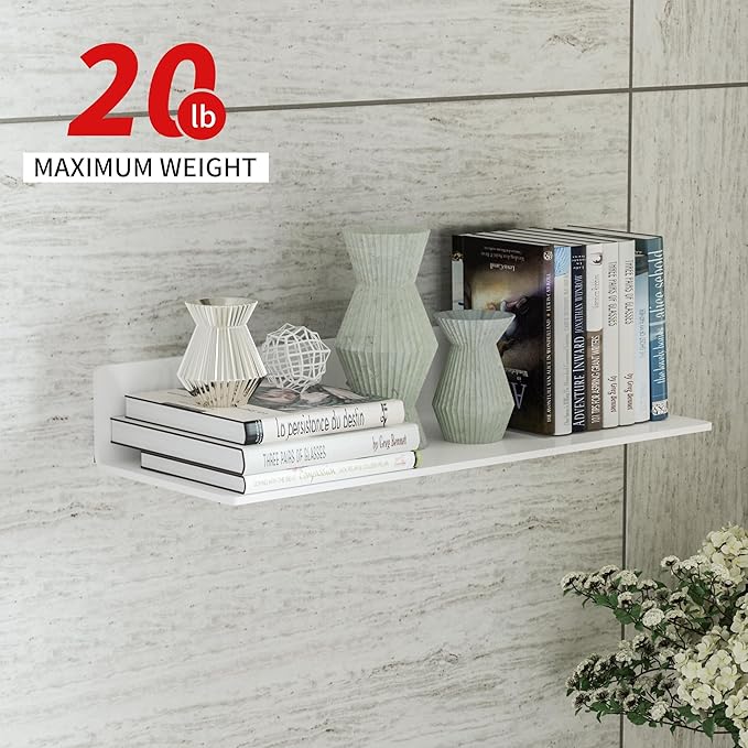 2 Pack White Acrylic Floating Shelves 15 Inches, Wall Hanging Bathroom Shelves - Image 7