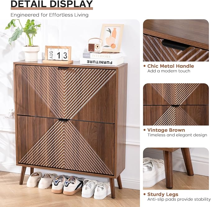 Shoe Cabinet Storage, Farmhouse Freestanding Organizer - Image 6