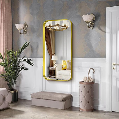 CIRCUMI Gold Bathroom Mirror, Rounded Corner, Tempered Glass, Large Mirror - Image 5