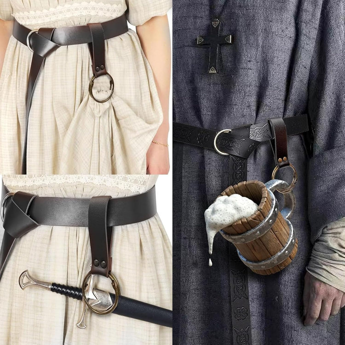 Renaissance Belt Pouch Purse Viking Bracer Hook Halloween Set Medieval Festiv...