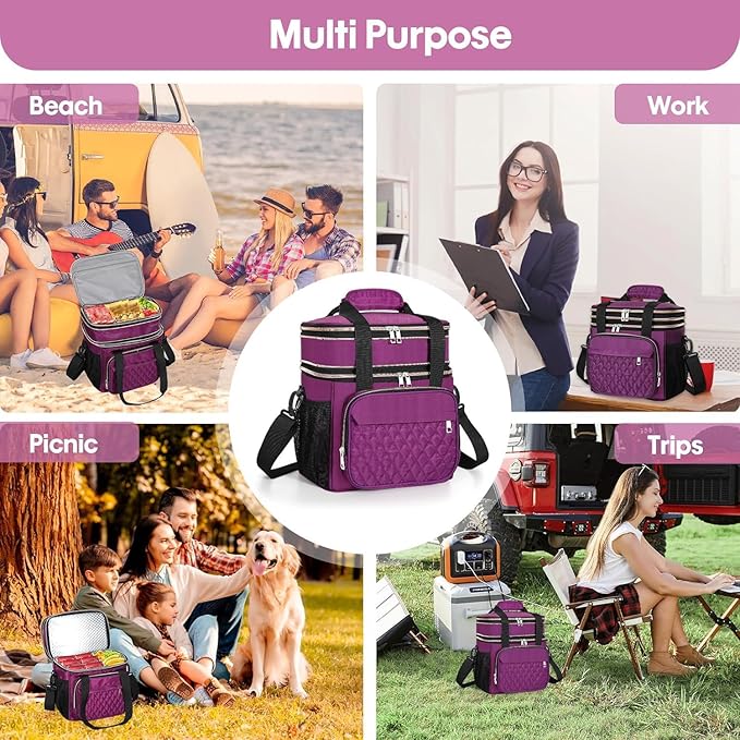 GLENKEY Expandable Insulated Lunch Box, Double Deck Lightweight Large Lunch Bag - Image 7