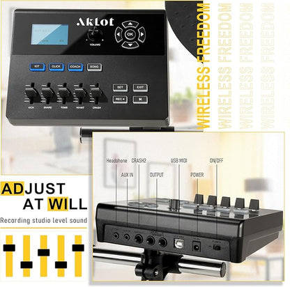 AKLOT Fully-Expandable Electric Drum Set: Independent Stand System, Independent - Image 3