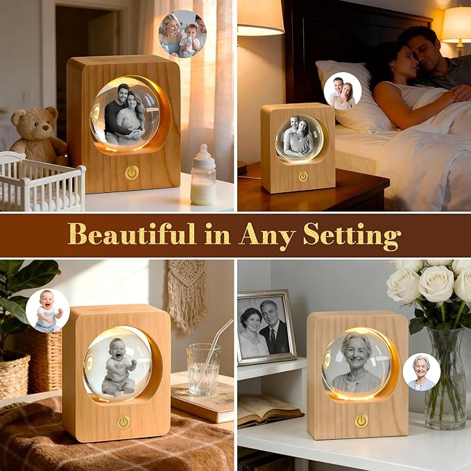 Gloryage Personalized 3D Crystal Photo Lamp – Custom Engraved Memory Ball - Image 3