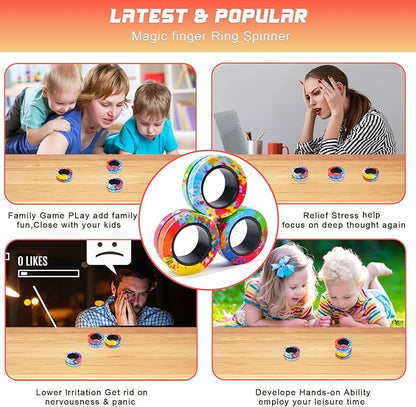 Cevioce 3Pcs Magnetic Rings Fidget Toy Set, Idea ADHD Anxiety Magnetic Fidget - Image 6