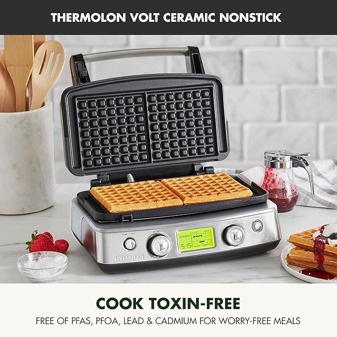 GreenPan Elite 2-Square Belgian & Classic Waffle Iron, Healthy Ceramic Nonstick - Image 2