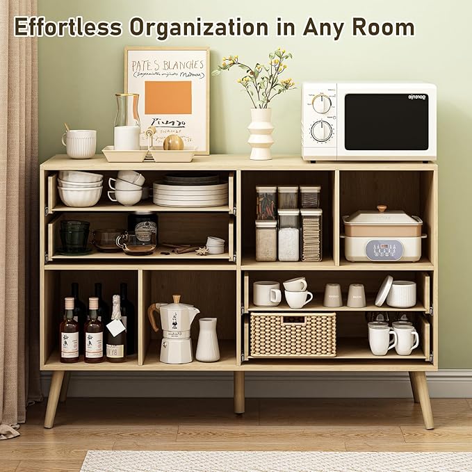 Coffee Bar Cabinet with Doors & Drawers, Dining Room, Modern Mid Century - Image 5