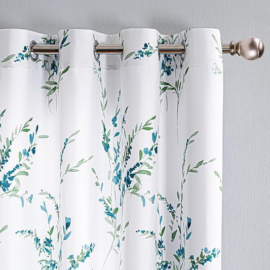 MYSKY HOME Floral Curtains for Living Room Thermal Insulated Light Filtering by MYSKYHOME