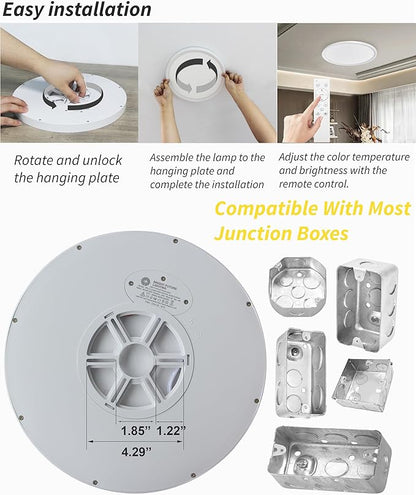 4Pack 12 Inch Remote Control Dimmable LED Flush Mount Ceiling Light Panel - Image 8