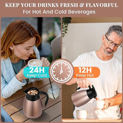 34 Oz Thermal Coffee Carafe, Stainless Steel Insulated Vacuum coffee crafts to - Image 4