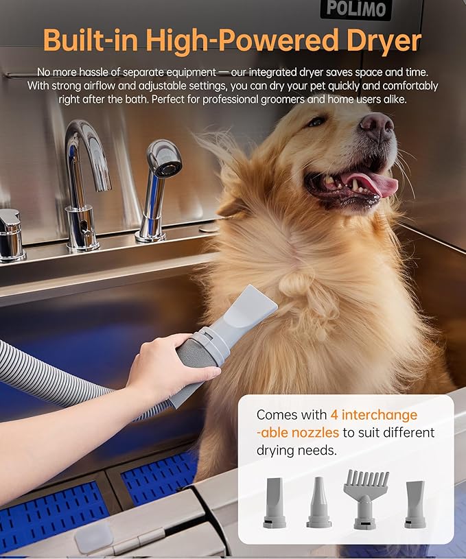 POLIMO Dog Wash Station with Pet Dryer & LED, Professional Dog Bathing Station - Image 3